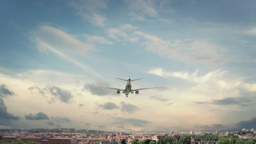 Airplane Landing Rome Italy