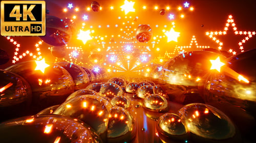Neon Glowing Stars Tunnel 4k