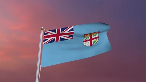 Realistic Waving Flag of Fiji in a Gentle Breeze
