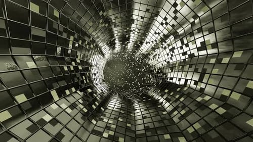 Flight in abstract sci-fi tunnel seamless loop. Futuristic motion graphics, high tech background