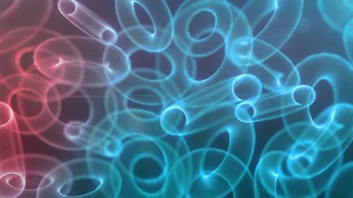 Animación abstracta de coloridos anillos de neón