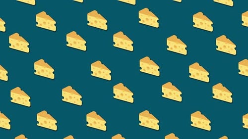 Looping Cheese Slices Background in Flat Design Style