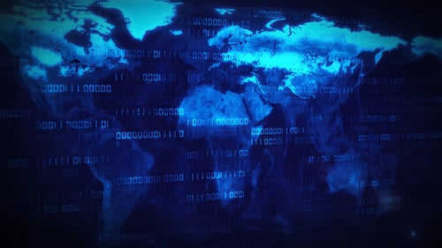 Futuristic Binary Code and Global Data Digital Network