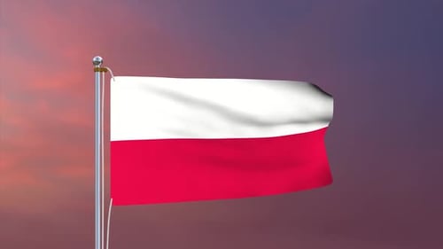 Waving Polish Flag Seamless Loop Animation