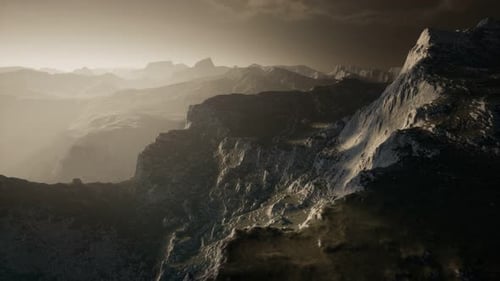 Dramatic Sky Over Steps in a Mountain.