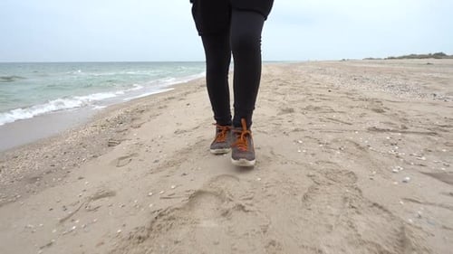 The Girl Walks on the Beach