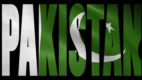 Pakistan Flag Waving Inside Text Title Animation