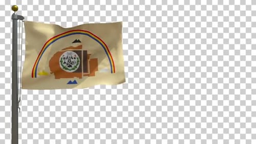 Navajo Nation Flag Waving on Flagpole with Alpha Channel