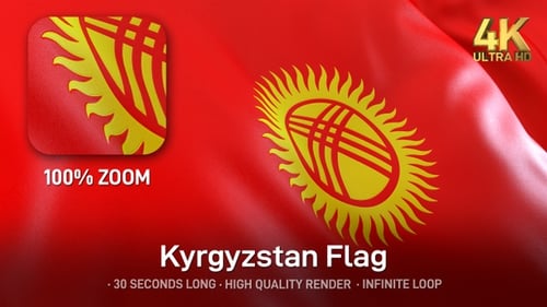 Realistic Waving Flag of Kyrgyzstan Loop Background