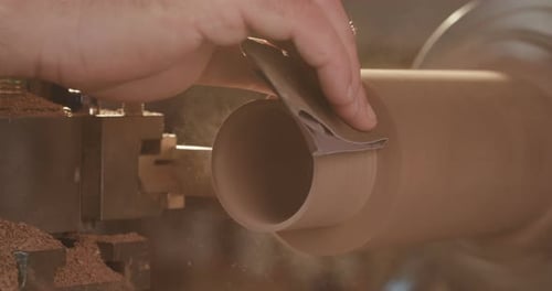 Crafting Wooden Cylinder with Lathe and Sandpaper