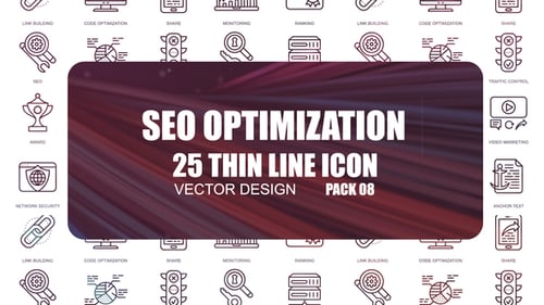 Seo Optimization – Thin Line Icons