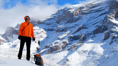 Man Hiker Looks Around