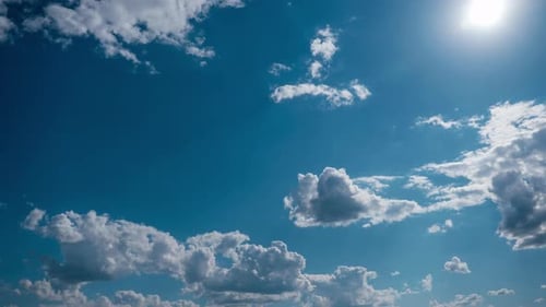 Clouds Moving in the Blue Sky Timelapse Light White Puffy Cloud Space