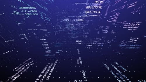 Software or Blockchain Concept and Running Hud Text