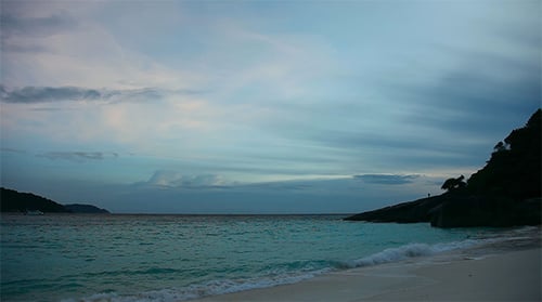 Turquoise Waters on Tropical Beach at Twilight