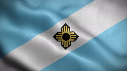 Fluid Waving Flag Animation with Diagonal Light Blue and White Stripes