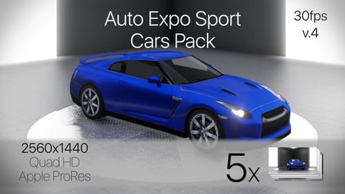 Blue Sports Car Rotating 360 Degrees in a Modern Studio