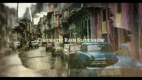 Cinematic Rain Slideshow Opener with Dynamic Brush Stroke Reveals