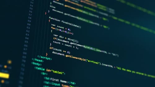 Close-up da tela do monitor com desenvolvimento de tecnologias de programação e codificação