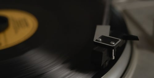 Record Player Needle on Vinyl Record