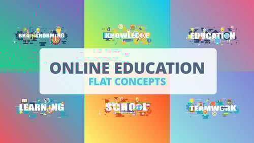 Animated Education Concepts with Flat Design Typography and Icons