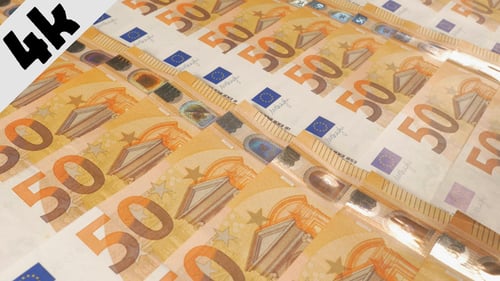 Rows of 50 Euro Banknotes Close Up