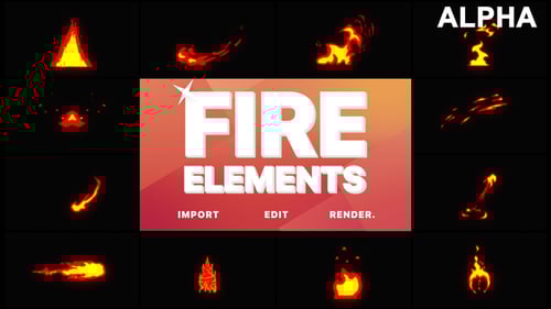 2D Hand-Drawn Fire Animation Elements Pack