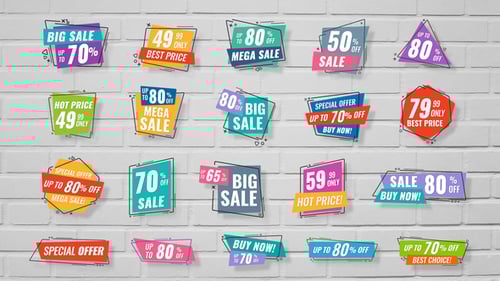 Modern Animated Marketing Sale Tags with Discount Offers
