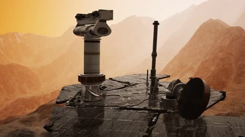 3D Mars Rover Exploring Red Planet Surface