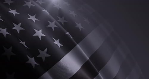 Monochrome Waving American Flag Background Animation