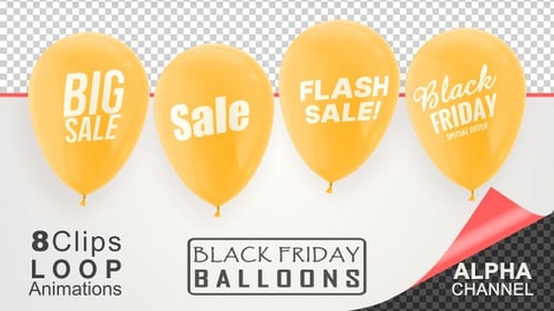 Animated Yellow Sale Balloons Alpha Channel Loop