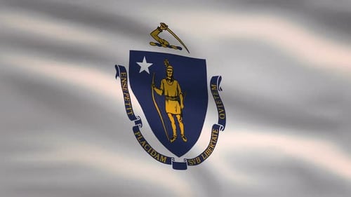 Waving Massachusetts State Flag Animation