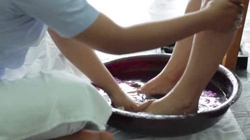 Close up Leg Massage in Water