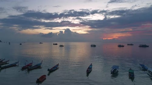 Flying near Beach at Sunset