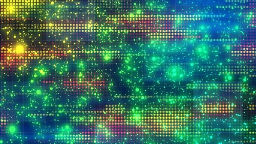 Abstract Digital Grid with Glowing Particles Background