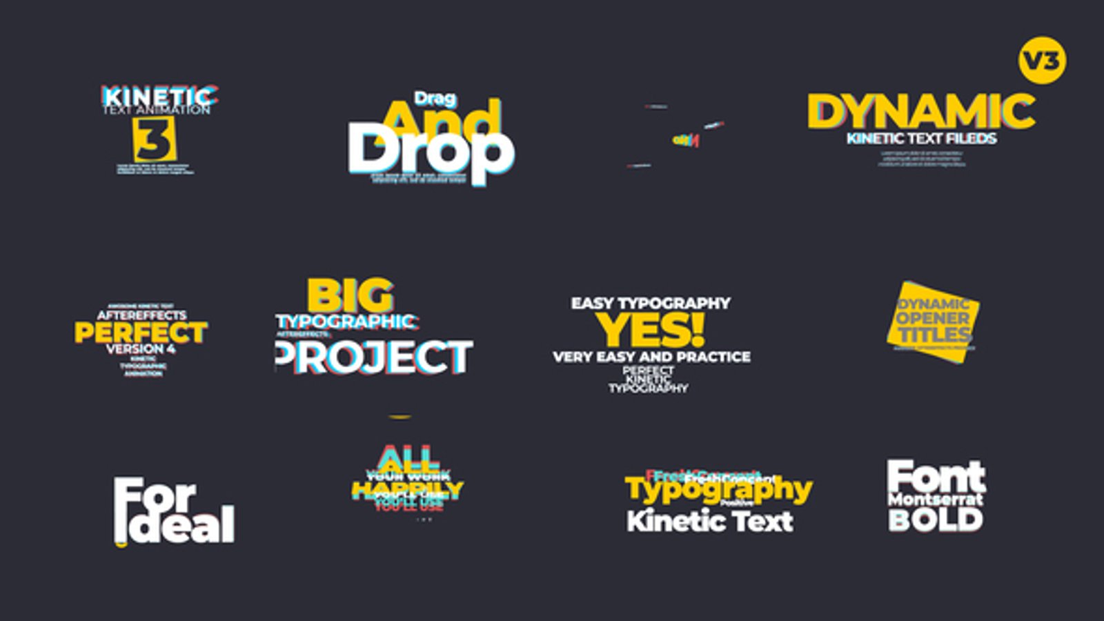 Dynamic Glitch Kinetic Typography Text Animation Pack, Titles ft ...