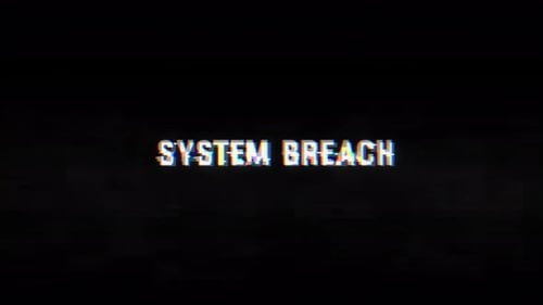 Texto de falha de violação do sistema com ruído e fundo vhs