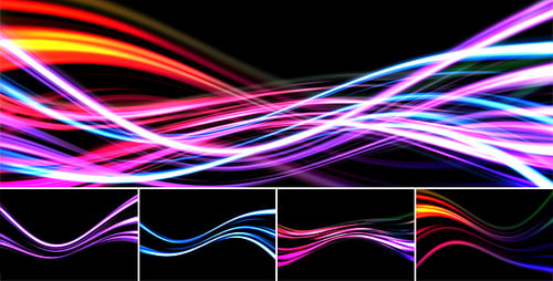 Flowing Neon Light Trails Abstract Animated Background