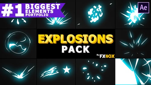 Hand-Drawn Cartoon Explosion Effects and Liquid Motion Elements