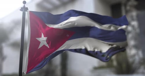 Realistic Cuban Flag Waving in Wind