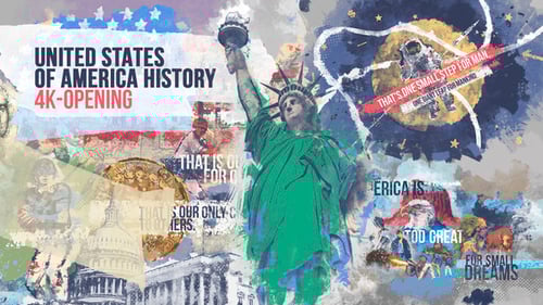 United States of America History 4K Intro/ American Flag/ Moon Landing/ Civil War/ Statue of Liberty