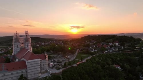 Aerial view of Tihany village in Hungary - Sunset
