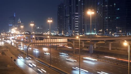 Metropolitan City Area at Night Lights