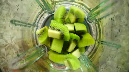 Fresh Kiwi Being Blended for Smoothie, Close Up