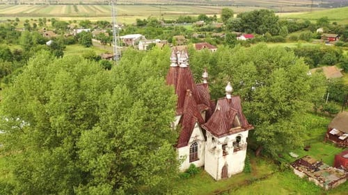 Aerial footage abandoned Russian orthodox Church in Armenia, Caucasus. The temple Nicholas the Wonde