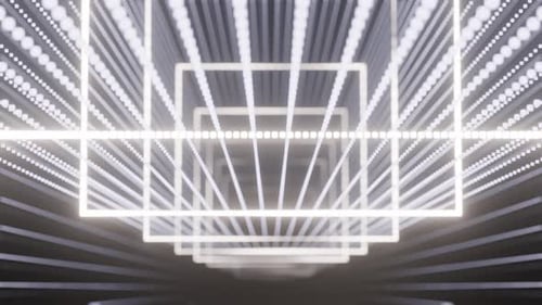 Flying Through a Glowing Square Tunnel