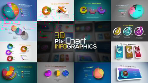 Infographies sous forme de diagrammes circulaires 3D