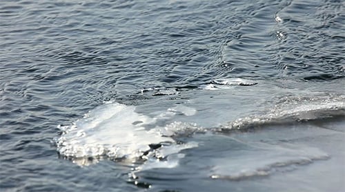 Ice on Surface of Flowing River