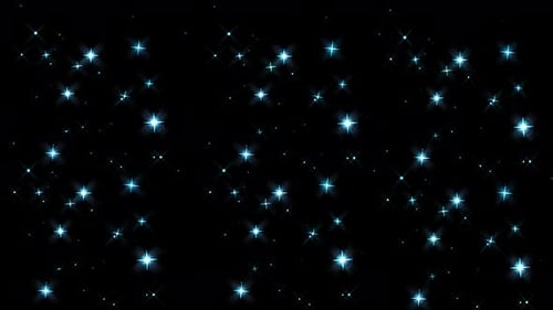 estrella brillante brillante establece movimiento de onda, color azul, sobre fondo negro