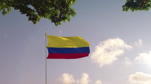 Colombia Flag With Modern City